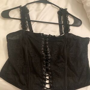 Black Retro Lace Bustier with Removable Straps Torrid Size 1